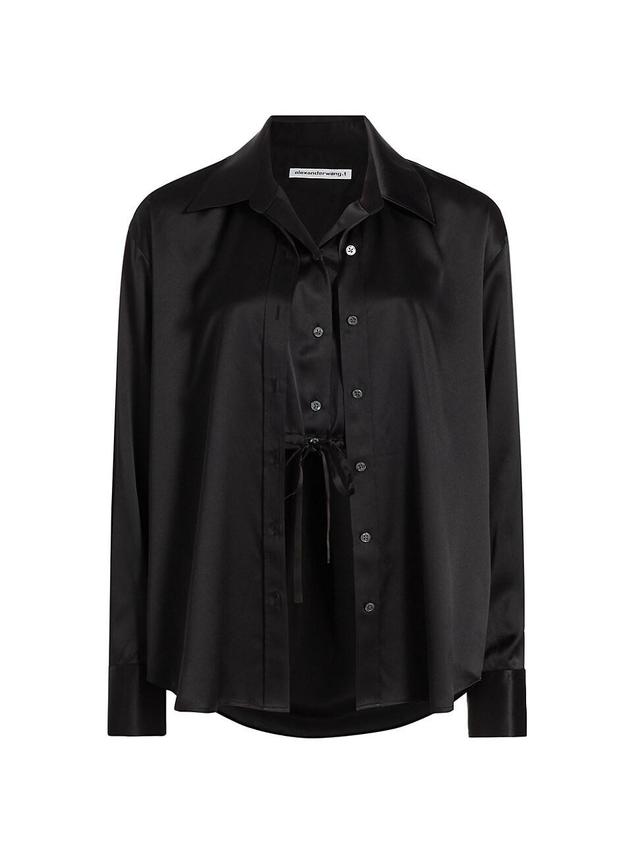 Womens Double Layered Silk Button-Front Shirt Product Image