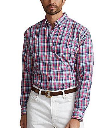 Polo Ralph Lauren Big  Tall Classic-Fit Performance Stretch Plaid Oxford Long Sleeve Woven Shirt Product Image