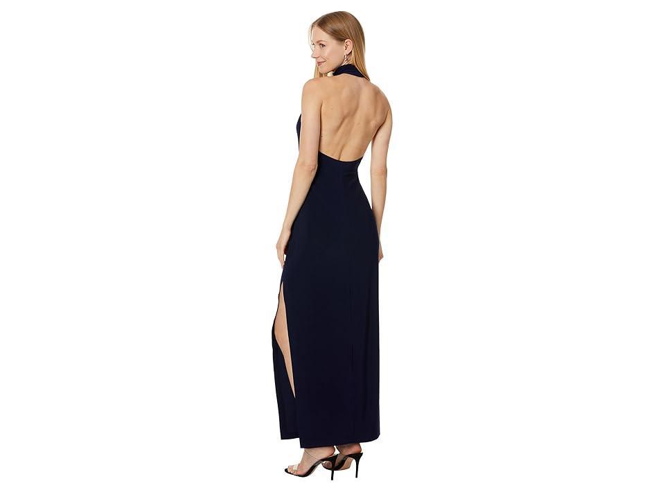 Norma Kamali Halter Turtle Side Slit Gown (True ) Women's Clothing Product Image