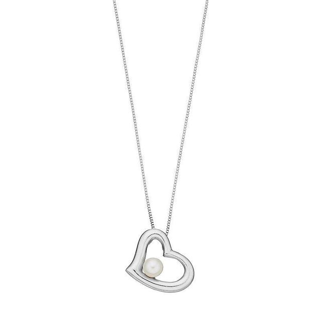 PearLustre by Imperial Sterling Silver Freshwater Cultured Pearl Heart Pendant, Womens White Product Image