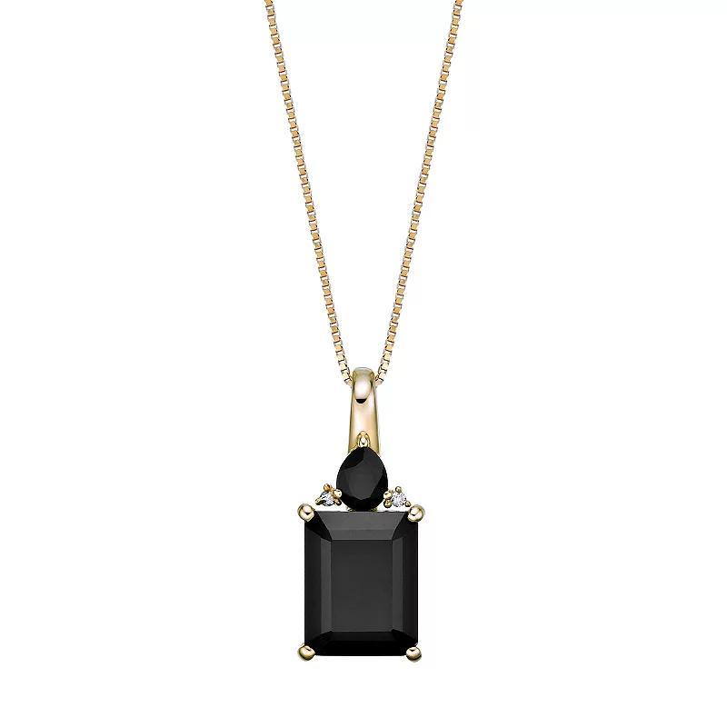 Gemminded 10k Gold Onyx & Diamond Accent Square Pendant Necklace, Womens Product Image