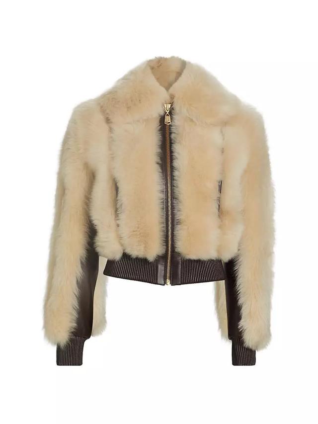 Shearling Zip-Up Bomber Jacket Product Image