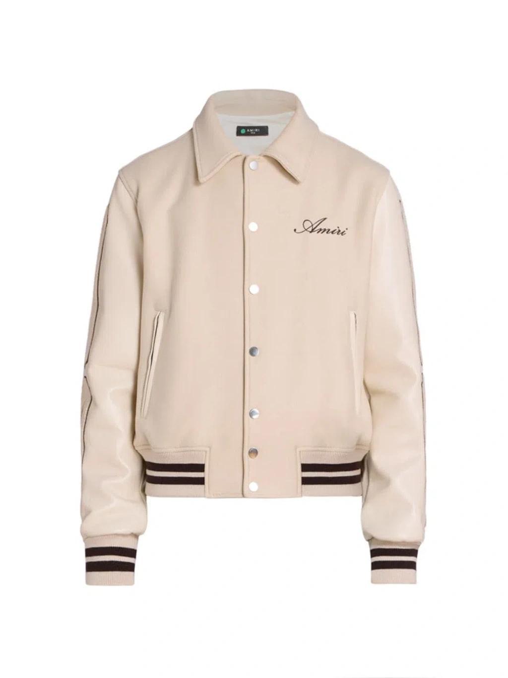 Men's Bones Logo Wool-blend Bomber Jacket In Alabaster product image