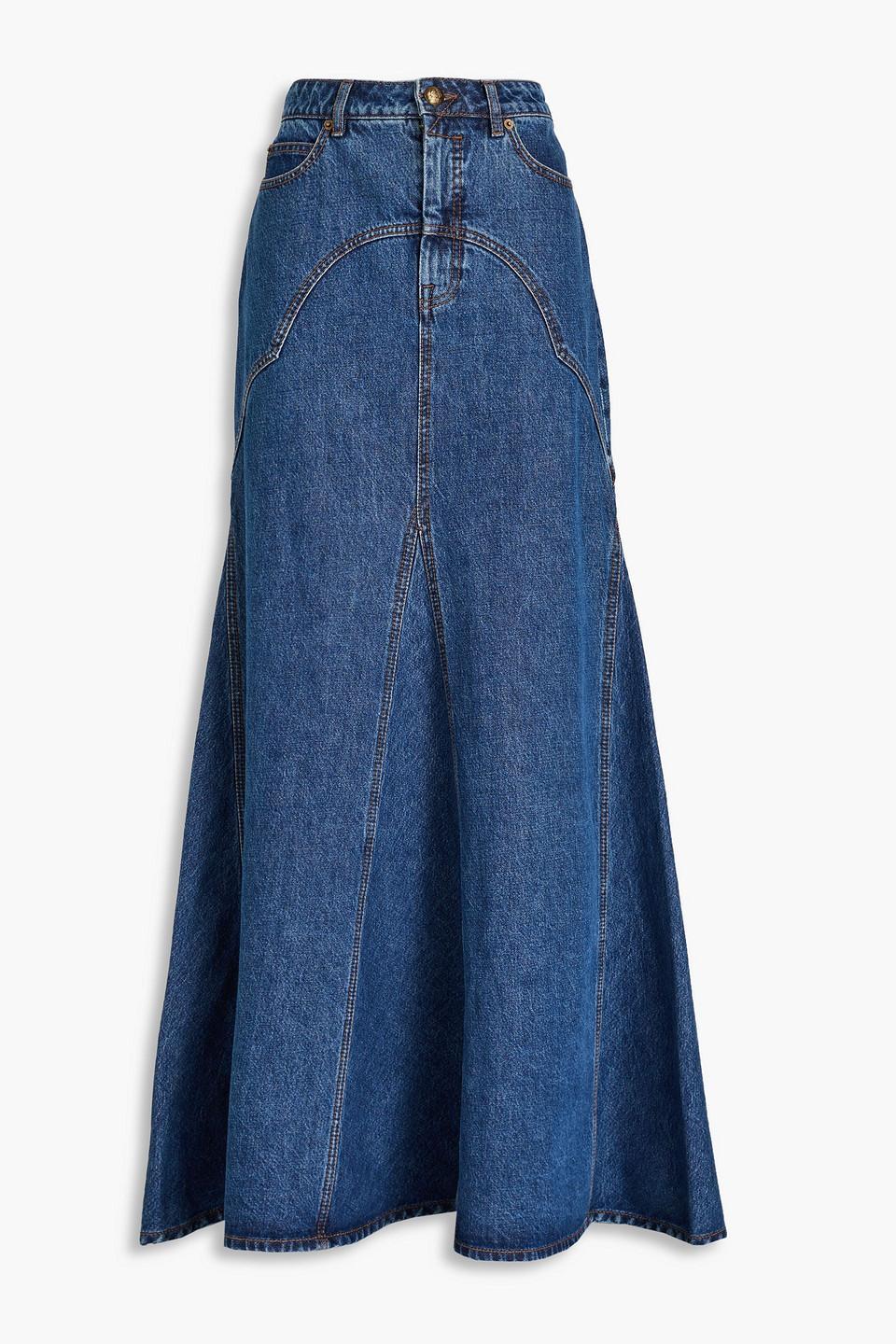 ZIMMERMANN Luminosity Denim Maxi Skirt In Dark Wash Product Image