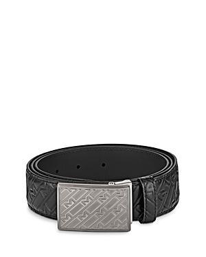 Mens Leather Plate Buckle Belt - Black - Black Product Image