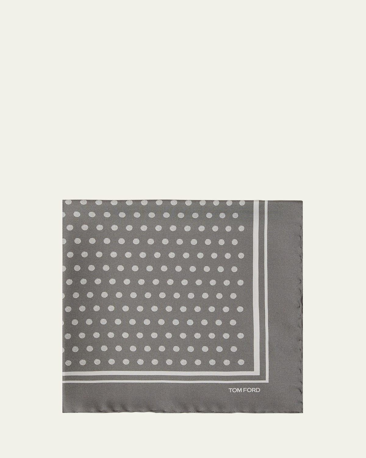 Mens Mulberry Silk Polka Dot-Print Pocket Square Product Image