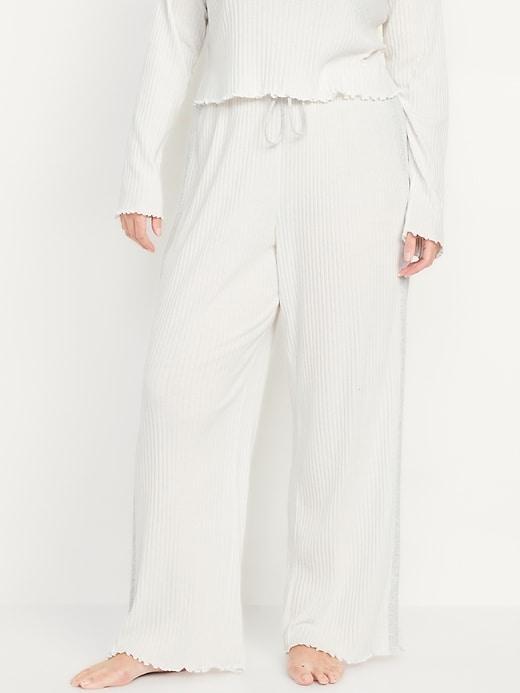 High-Waisted Ribbed Pajama Pants Product Image