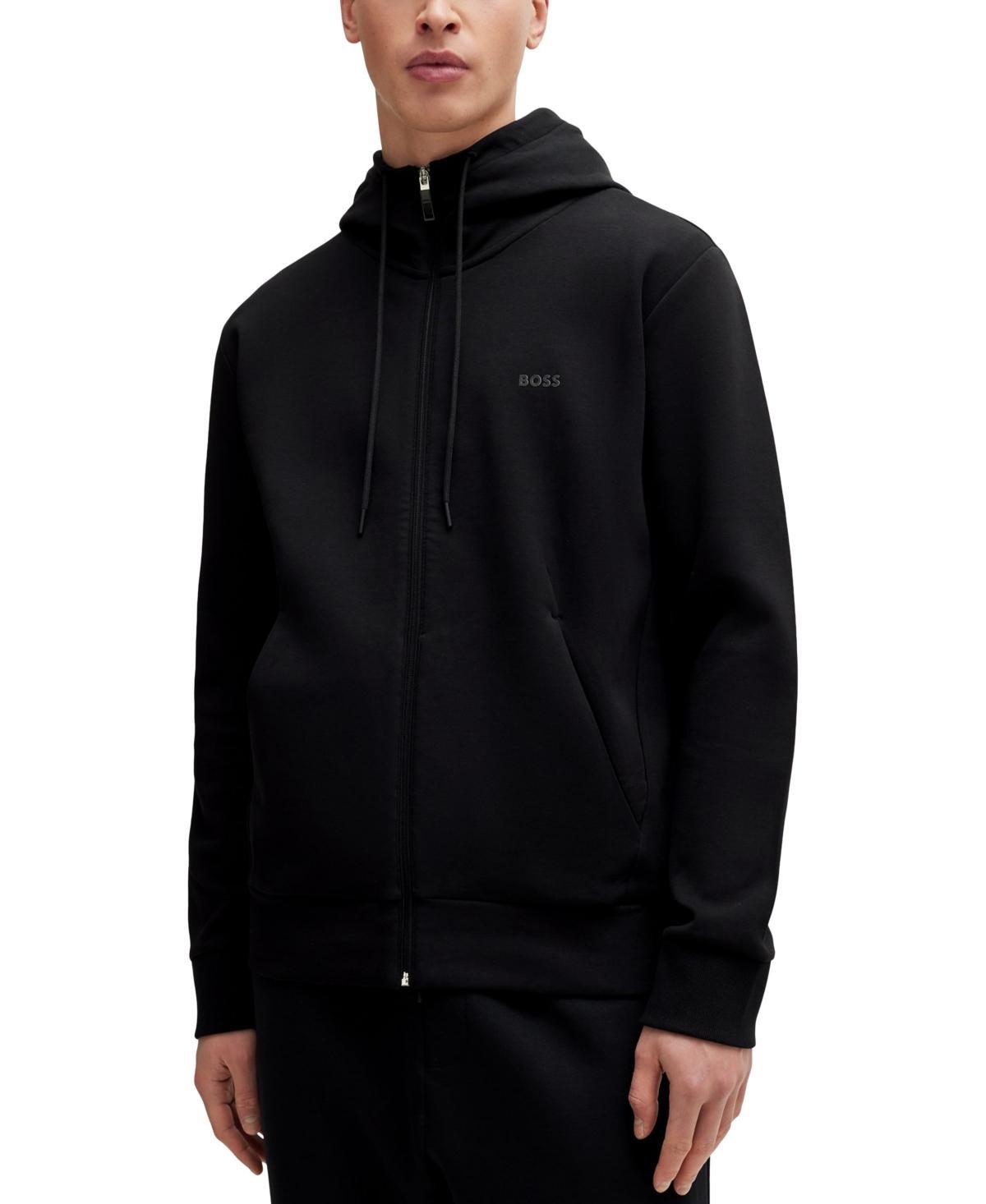 Boss By  Men's Logo Print Zip-up Hoodie In Black Product Image