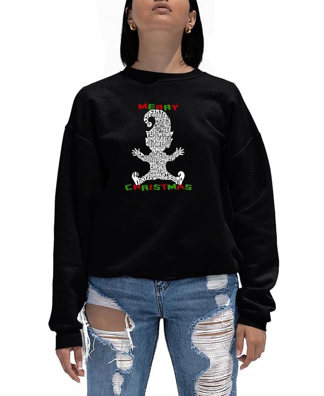 La Pop Art Womens Christmas Elf Word Art Crewneck Sweatshirt Product Image