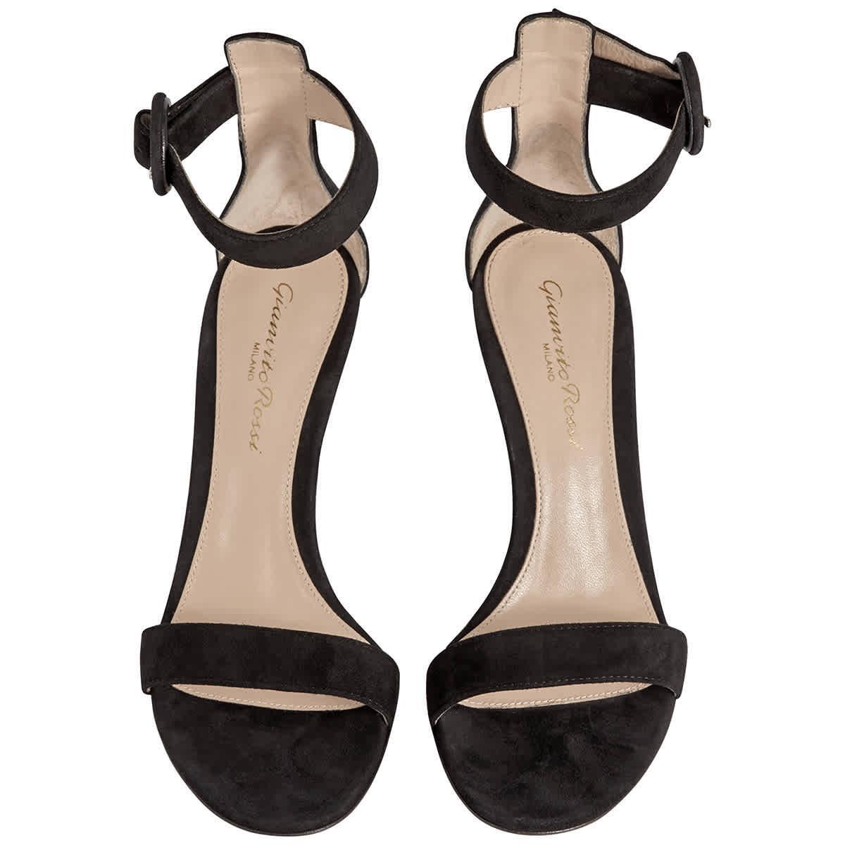 Gianvito Rossi - Portofino 85 Suede Sandals - Womens - Black Product Image