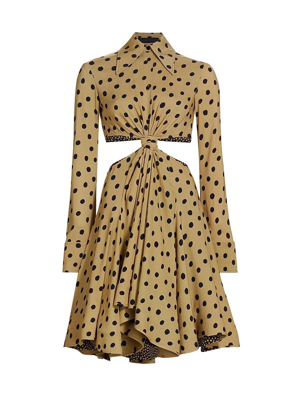 Womens Polka Dot Cut-Out Shirtdress Product Image