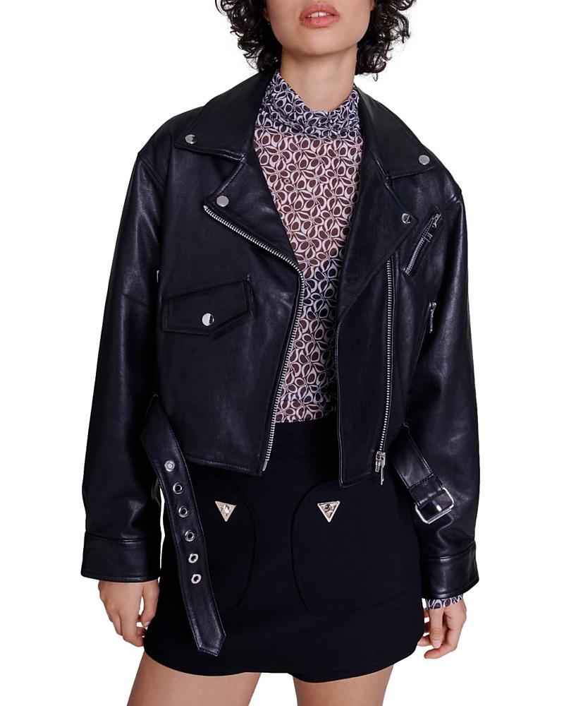 Maje Besley Leather Moto Jacket Product Image