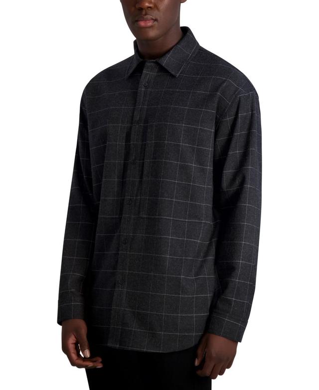 Karl Lagerfeld Paris Oversize Windowpane Stretch Button-Up Shirt Product Image