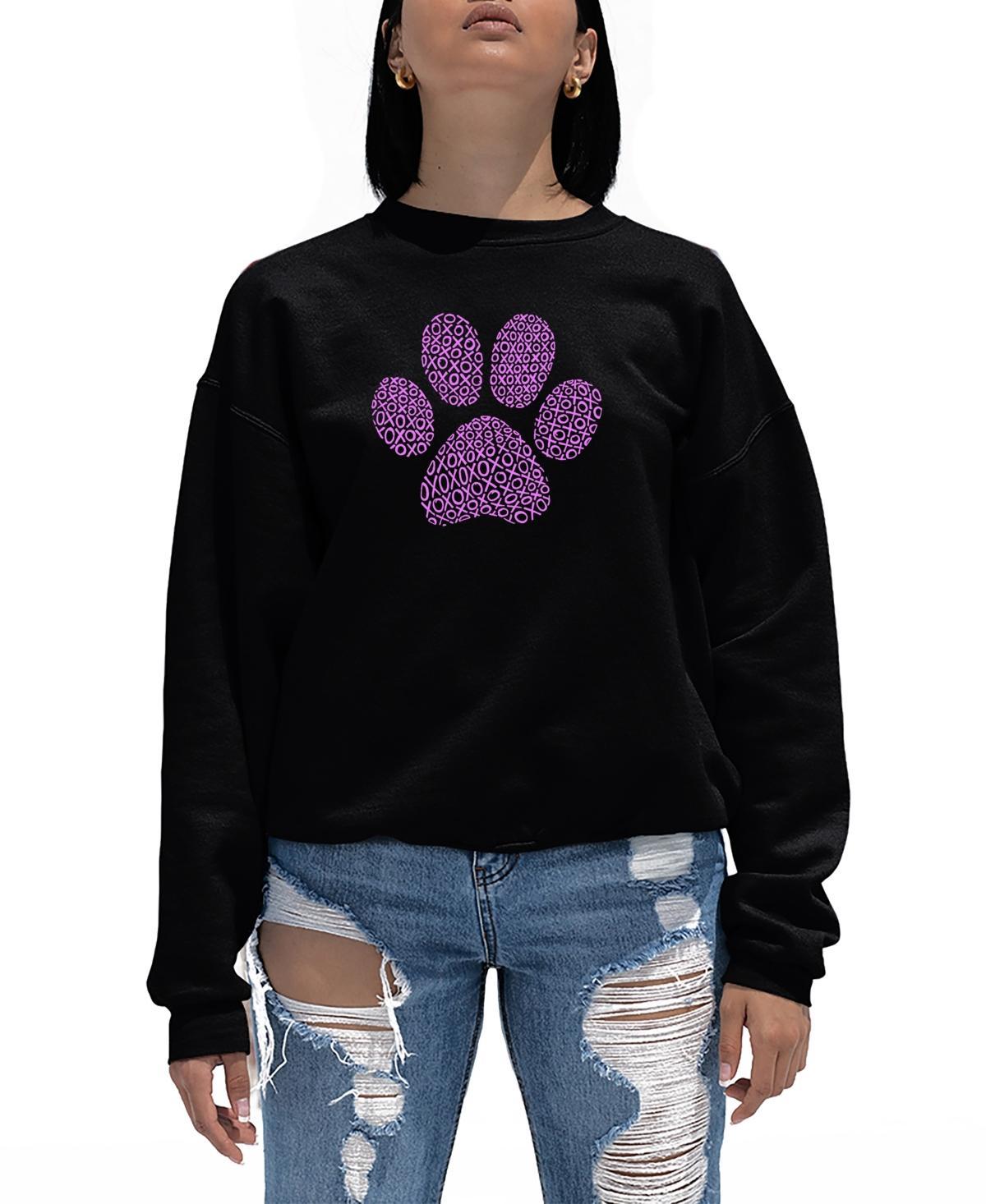 La Pop Art Womens Xoxo Dog Paw Word Art Crewneck Sweatshirt Product Image