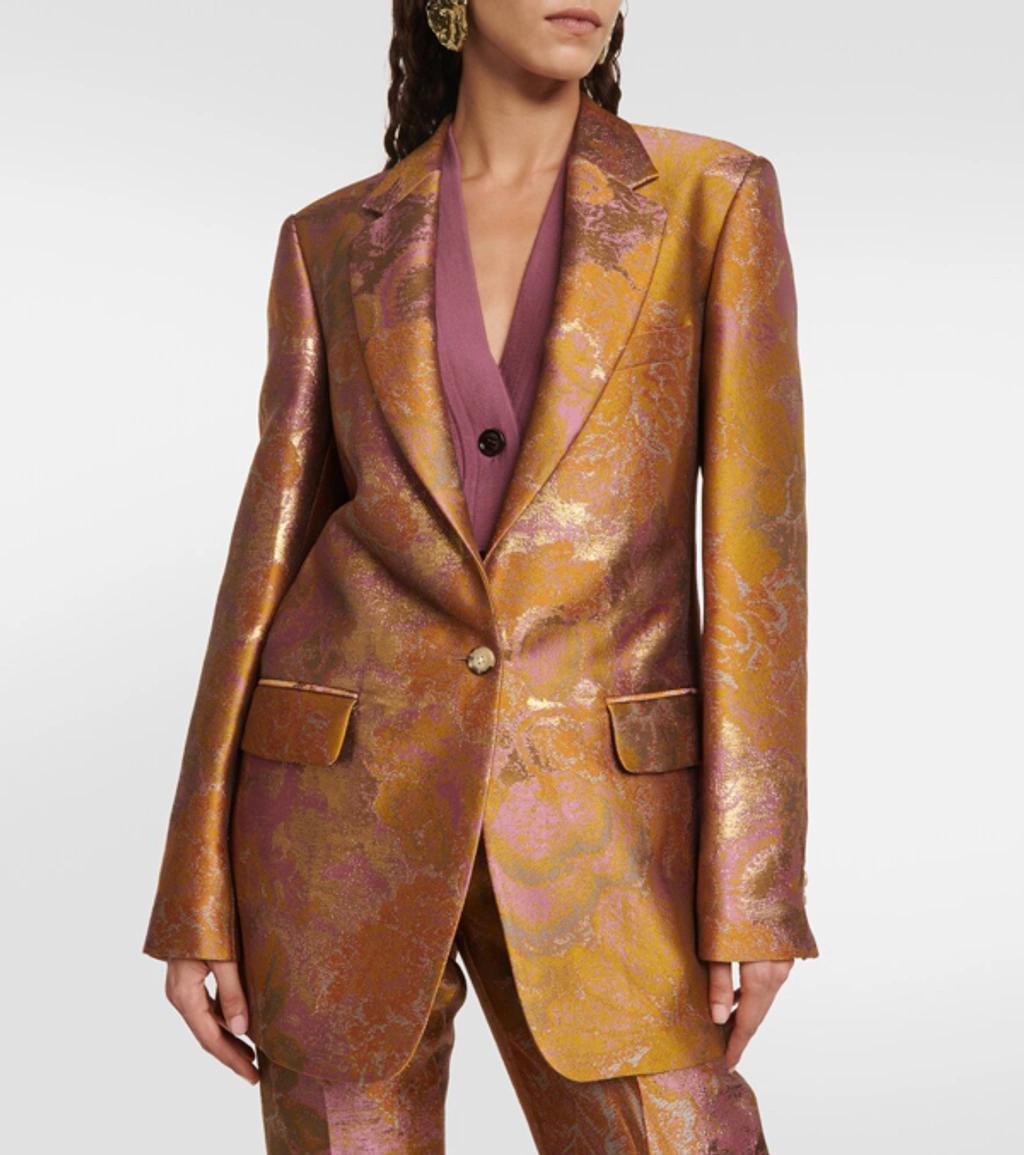 Printed Metallic Blazer In Multicolor Product Image