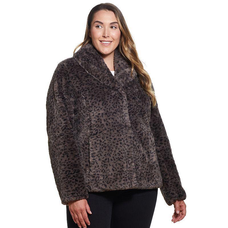 Plus Size Weathercast Midweight Faux-Fur Jacket, Womens Product Image