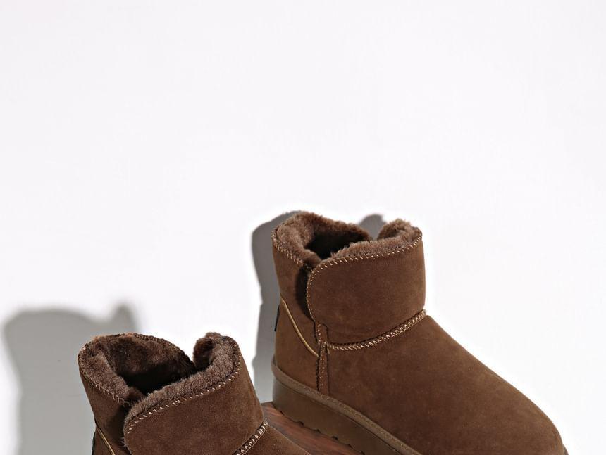 Fleece-Lined Faux Leather Short Snow Boots Product Image