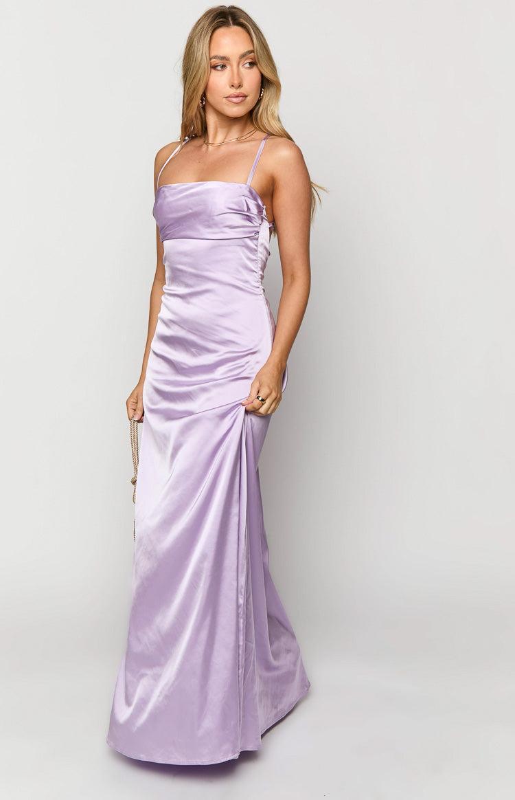 Blaise Lilac Satin Maxi Dress Product Image