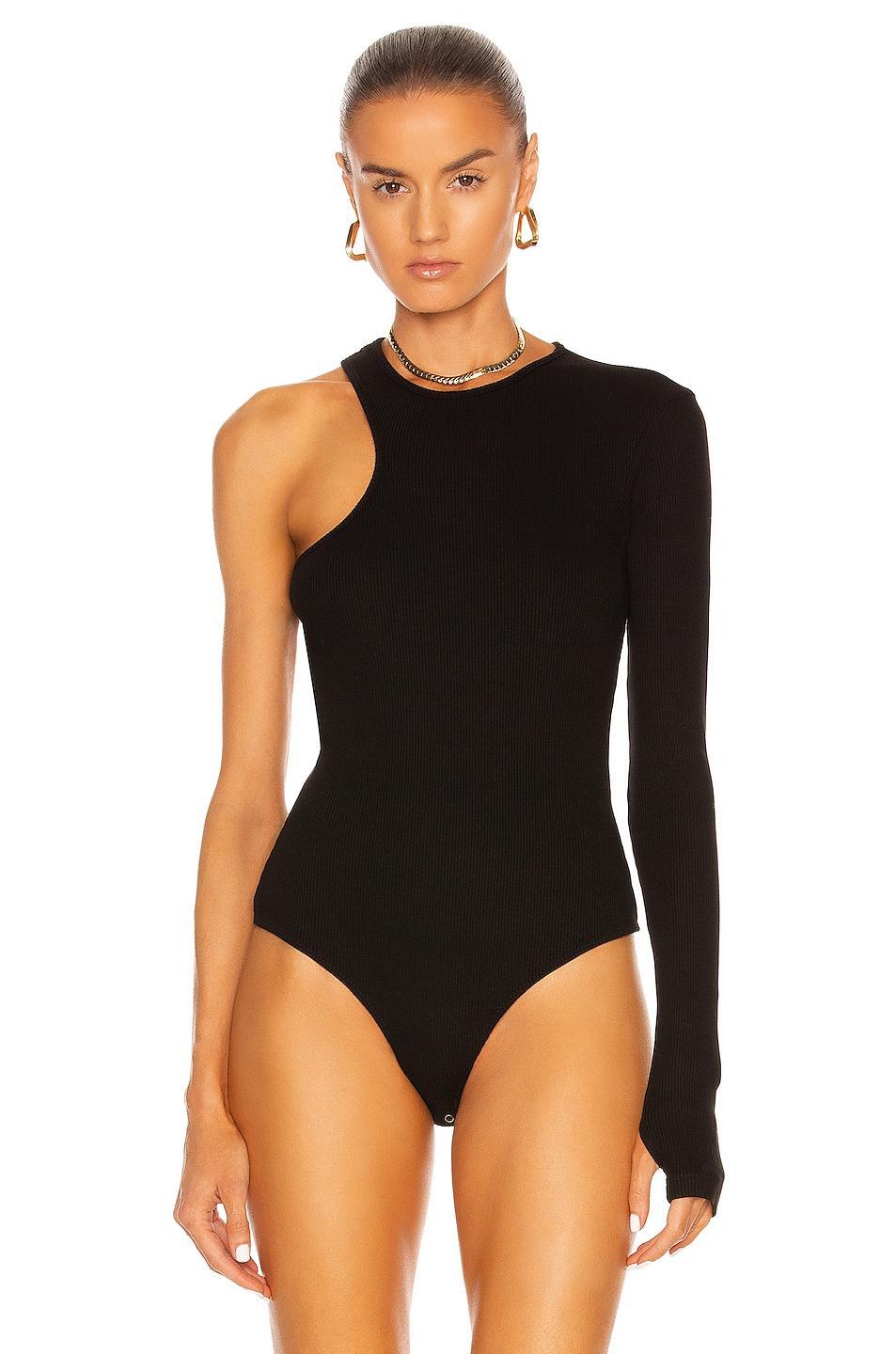 AGOLDE Bea Cutaway Bodysuit Black. (also in XS). Product Image