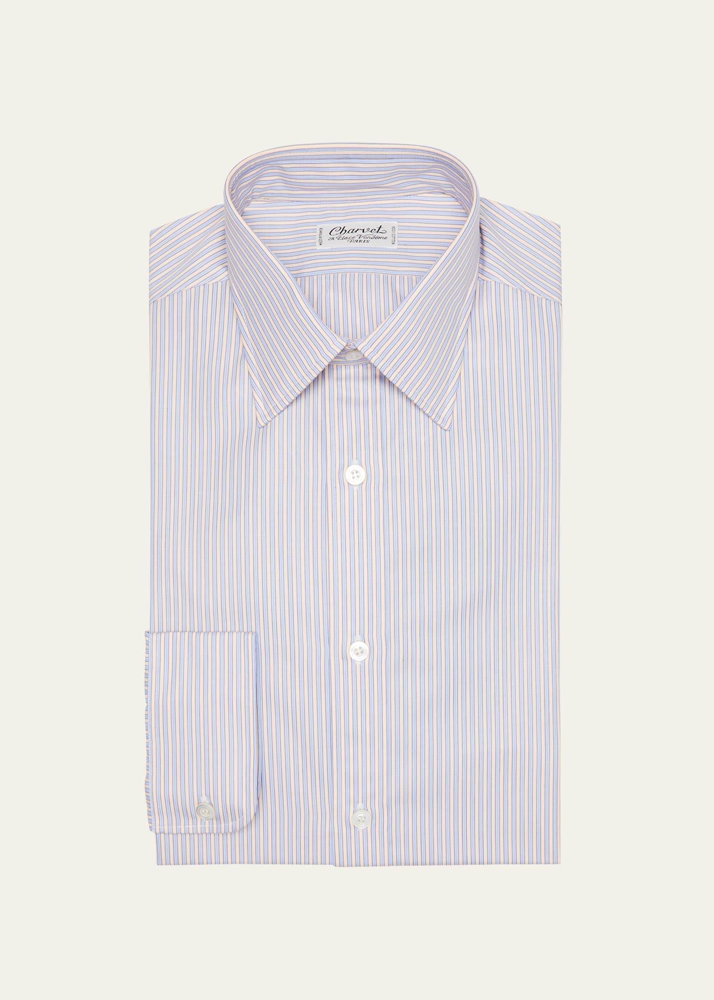 Mens Stripe Cotton Dress Shirt Product Image