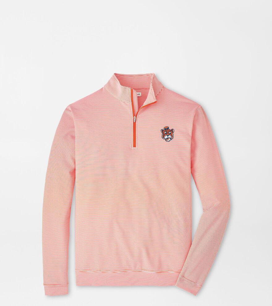 Peter Millar Mens Auburn Vault Perth Mini-Stripe Performance Pullover | Color: Orange / White | Size: S Product Image