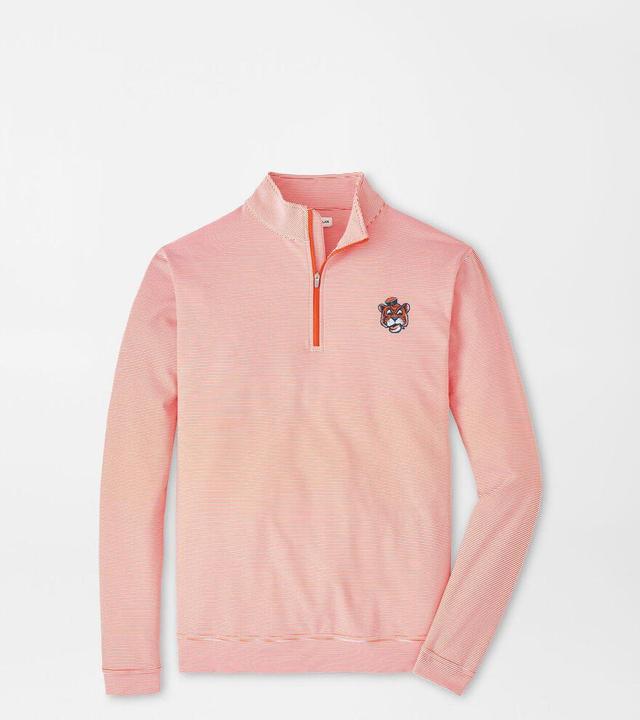 Peter Millar Mens Auburn Vault Perth Mini-Stripe Performance Pullover | Color: Orange / White | Size: S Product Image