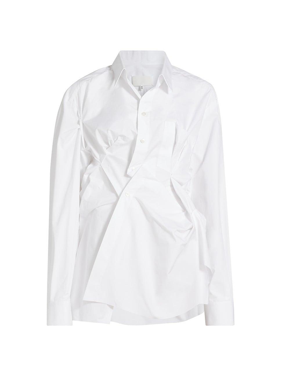 Womens Gathered Cotton Poplin Shirt Product Image