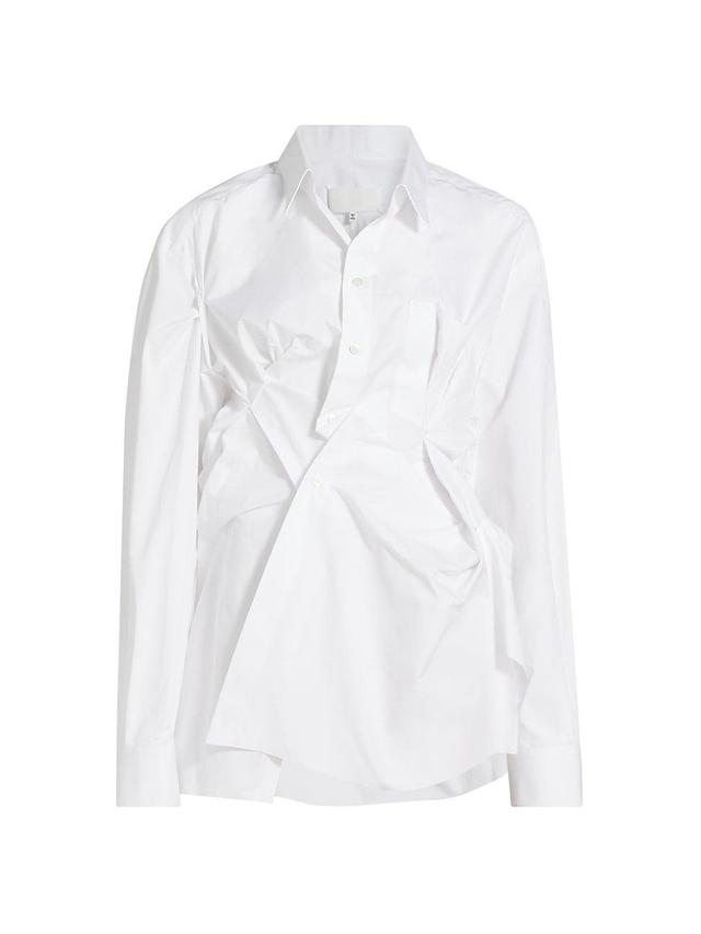 Womens Gathered Cotton Poplin Shirt Product Image