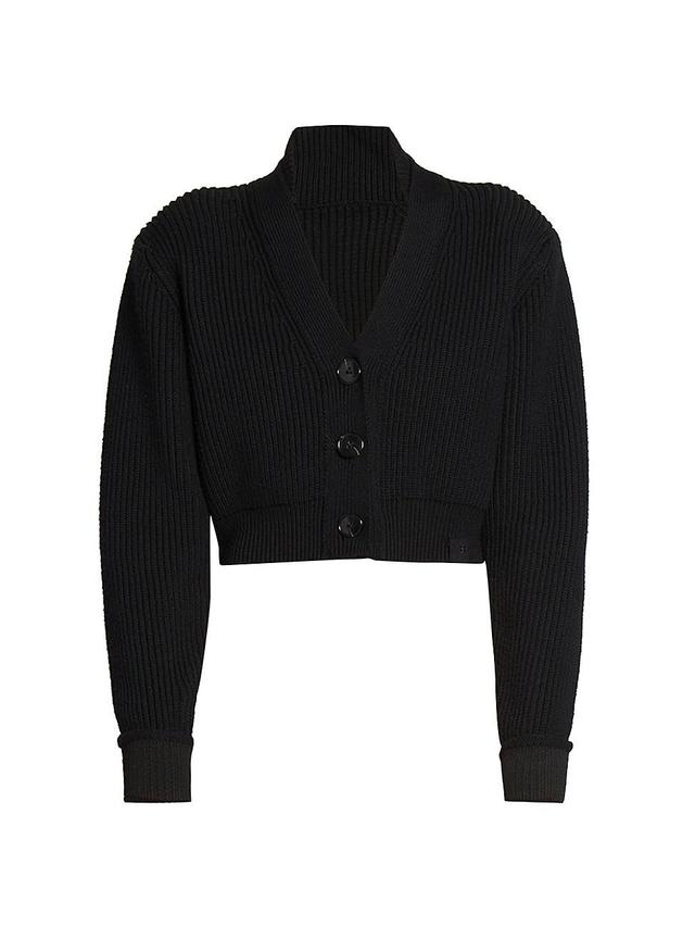 Womens Wool-Blend V-Neck Crop Cardigan Product Image