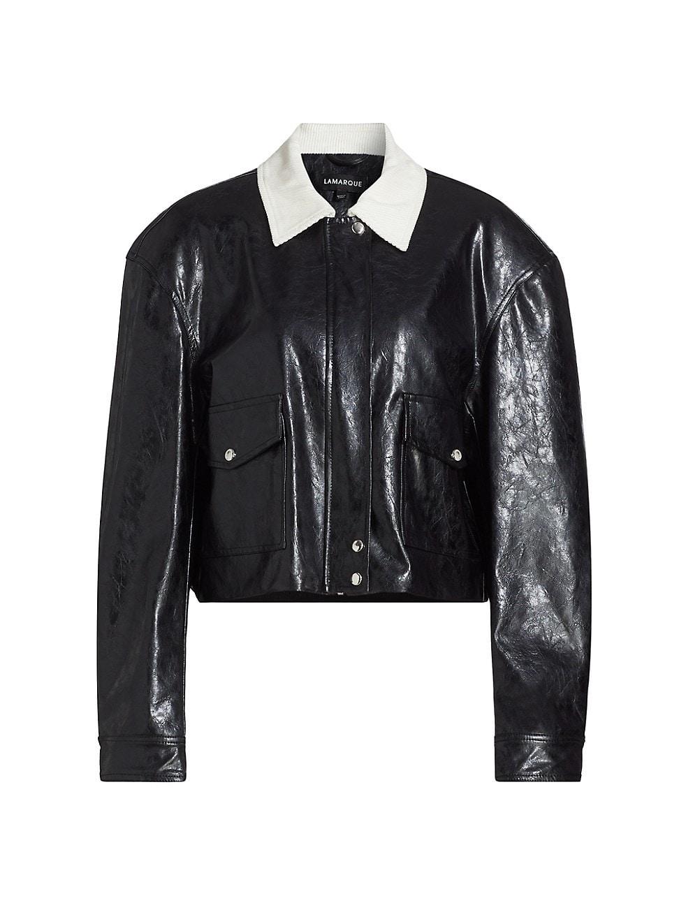 Womens Braylin Faux-Leather Shirt Jacket Product Image