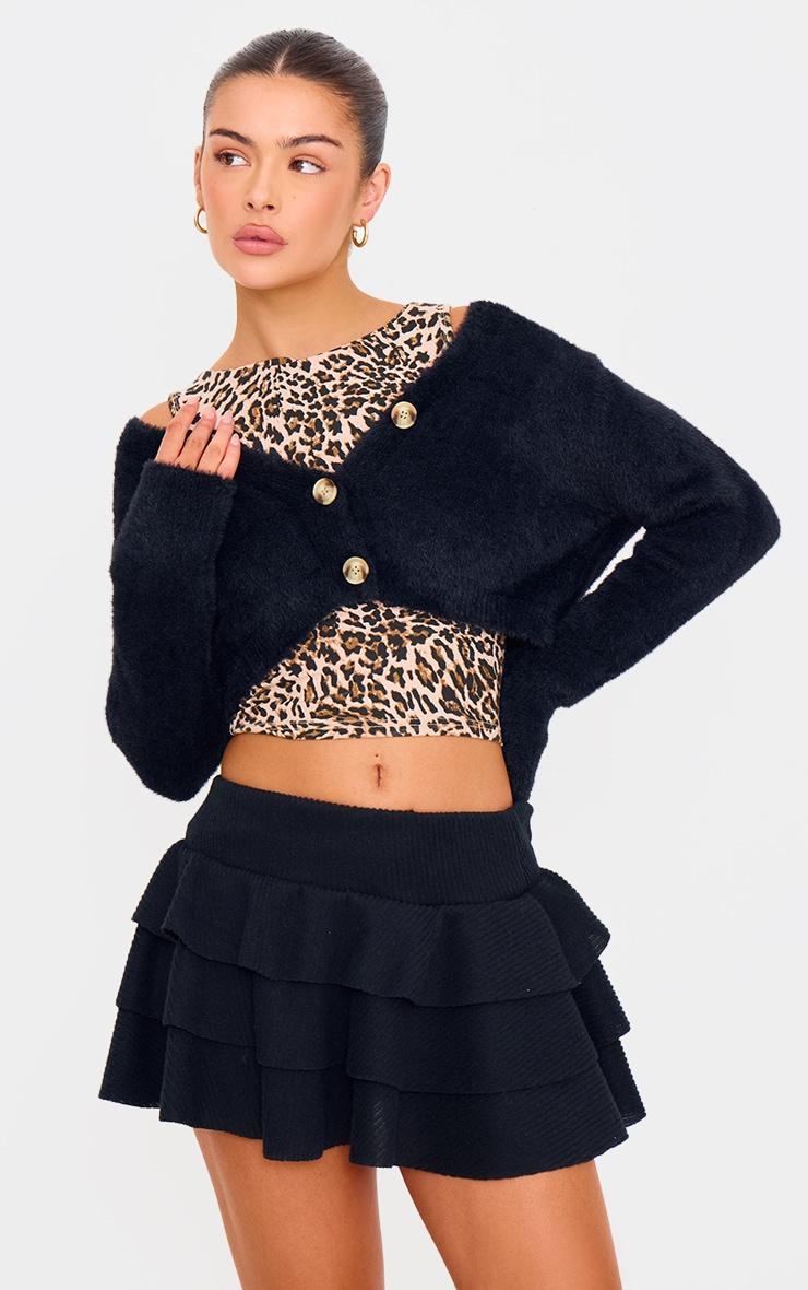 Black Brushed Rib Rara Mini Skirt product image