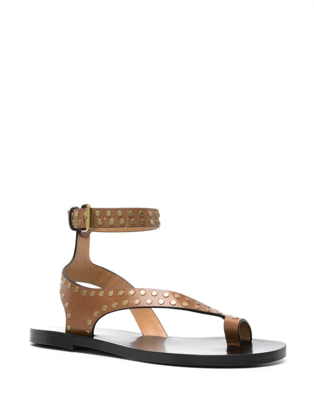 ISABEL MARANT Jiona Leather Sandals In Tan Product Image