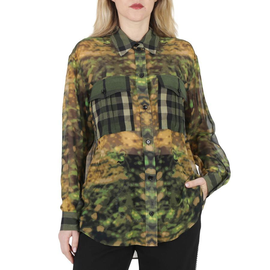 BURBERRY Dark Fern Green Ferne Check Camouflage Shirt Product Image