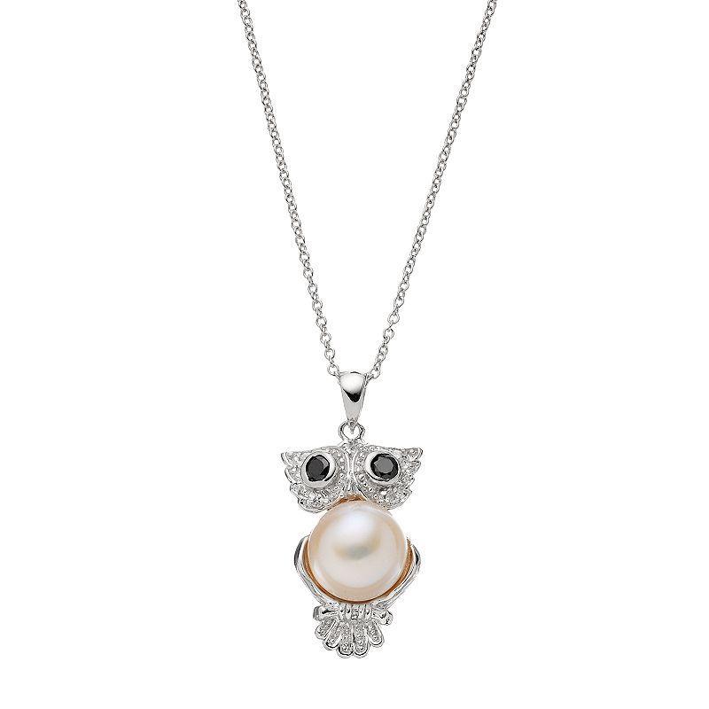 Sophie Miller Sterling Silver Freshwater Cultured Pearl & Cubic Zirconia Owl Pendant, Womens White Product Image