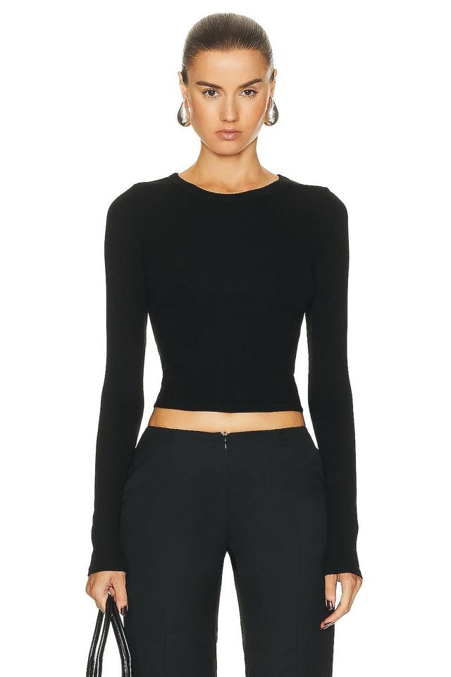 Enza Costa Silk Knit Long Sleeve Tuck Top White. (also in L, M, S, XS). Product Image