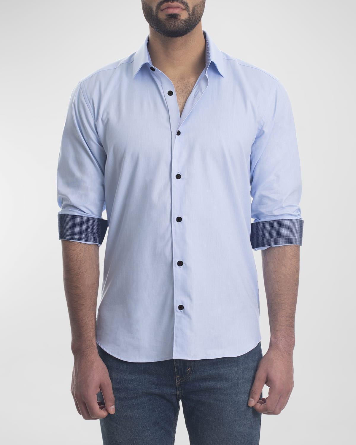 Mens Solid Button-Down Shirt with Contrast Cuffs Product Image