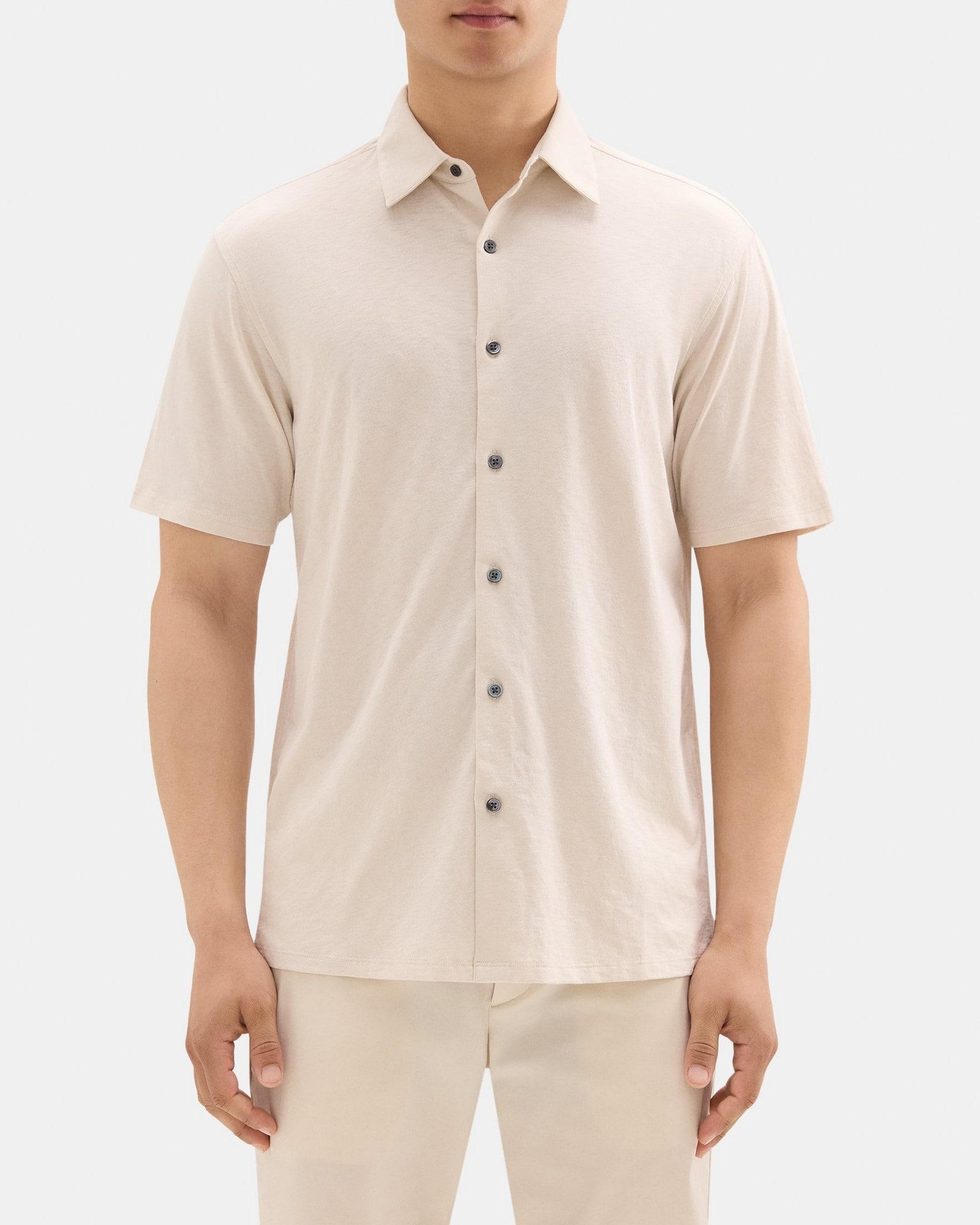 Standard-Fit Short-Sleeve Shirt in Slub Cotton Product Image