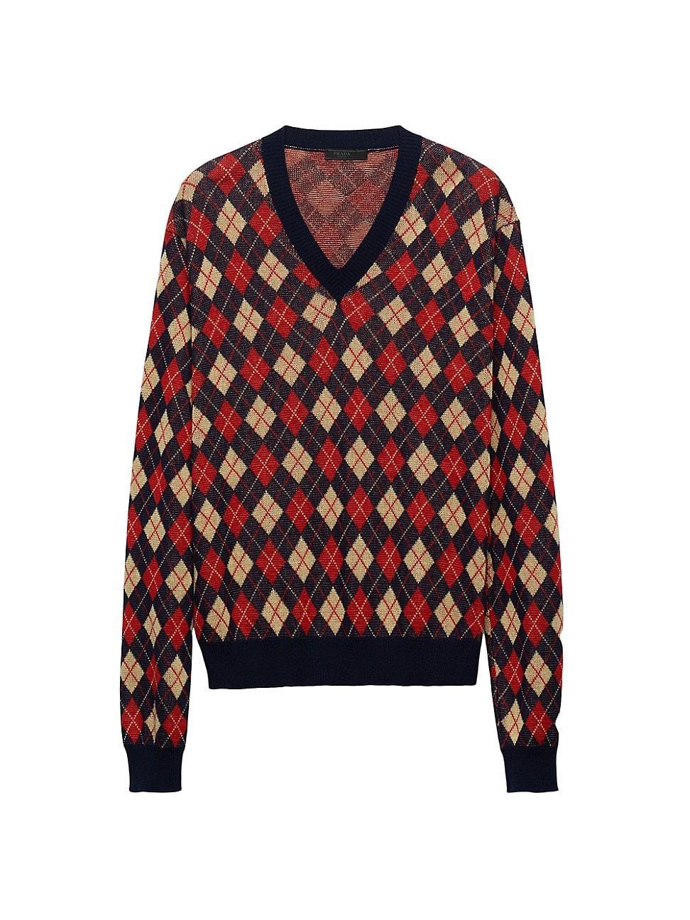 Mens Argyle Cotton Sweater Product Image