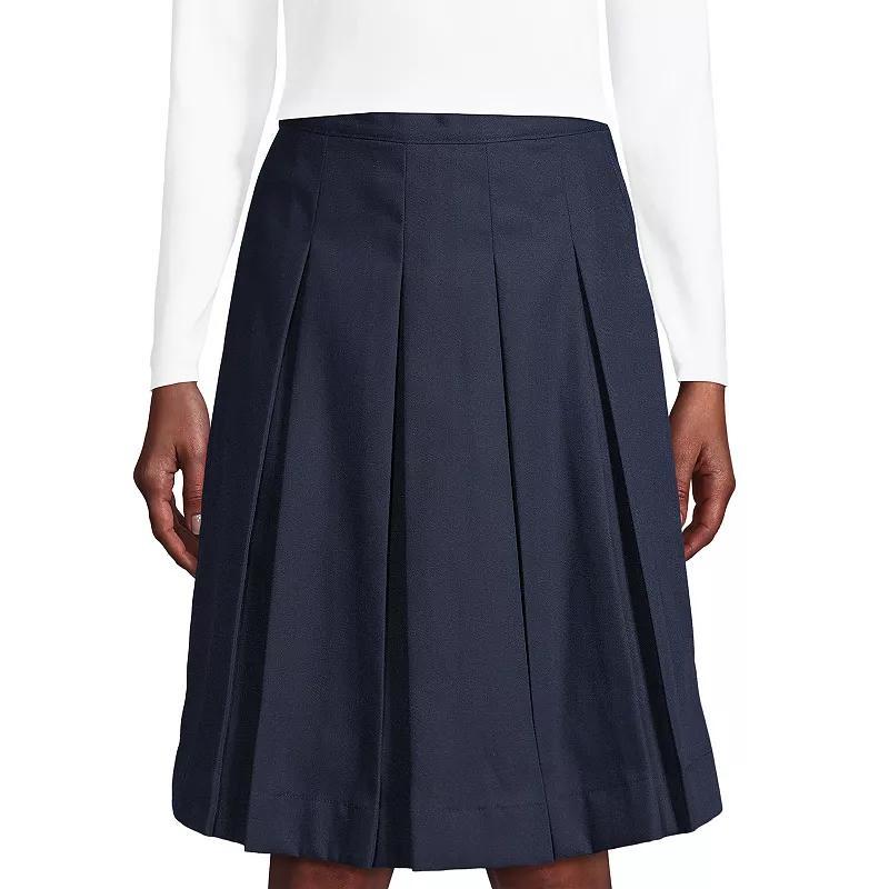 Womens Lands End School Uniform Box Pleat Skirt Classic Blue Product Image