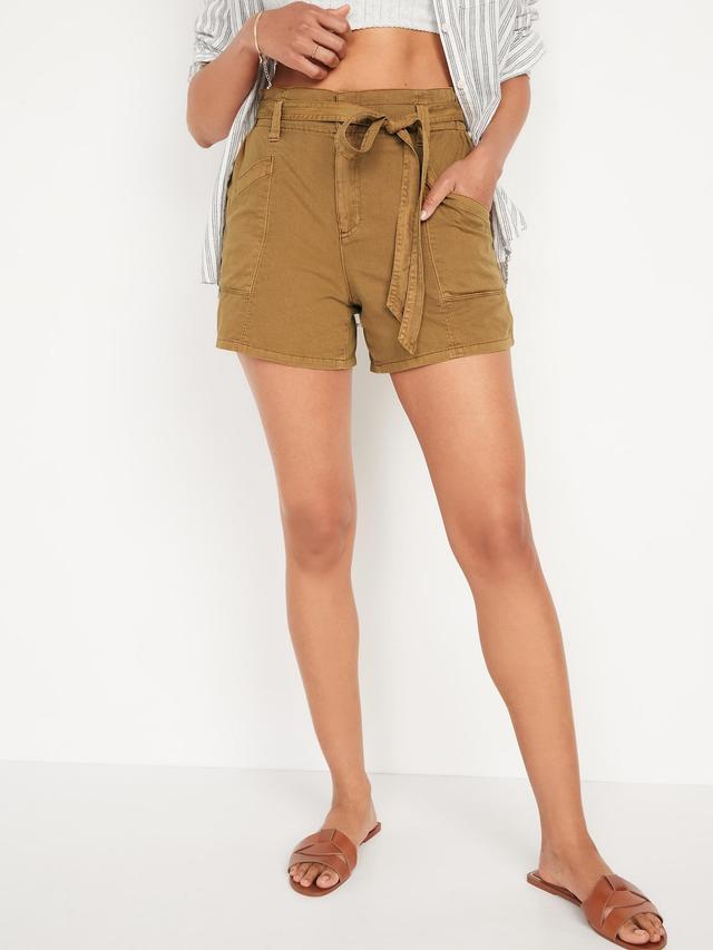 High-Waisted Twill Workwear Shorts for Women -- 4.5-inch inseam Product Image