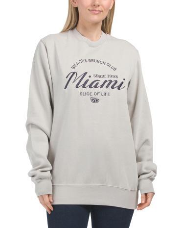 Long Sleeve Miami Beach Brunch Club Sweatshirt for Women | Polyester/Cotton Product Image