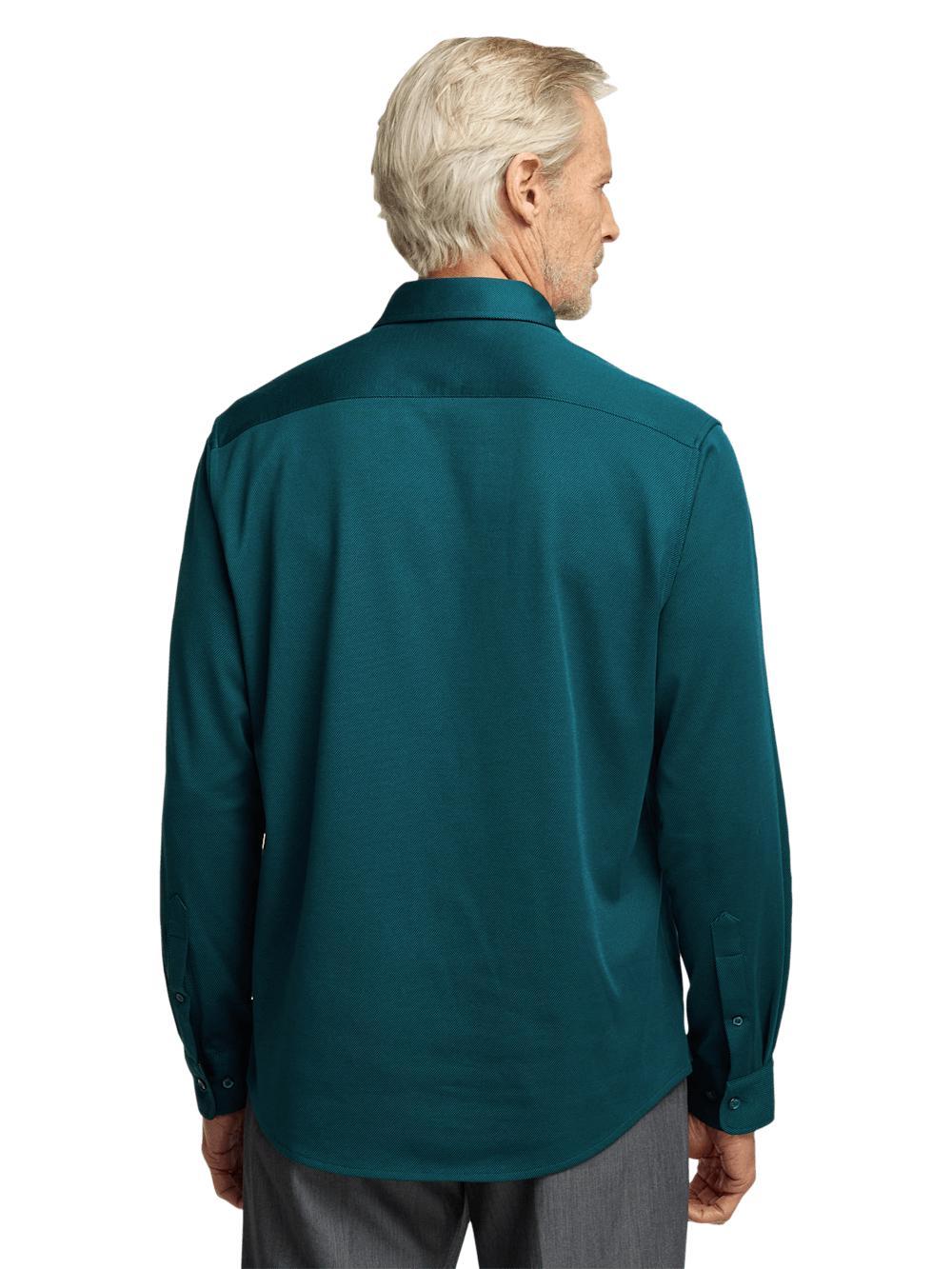 Cotton Blend Button Front Polo - Teal Product Image