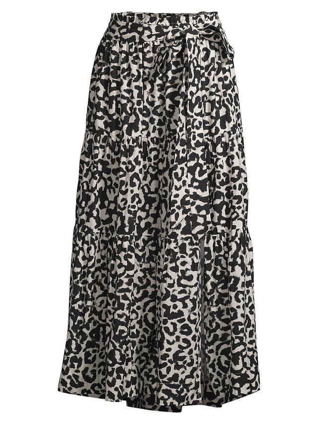 Womens Jenni Tiered Cotton-Blend Midi-Skirt Product Image