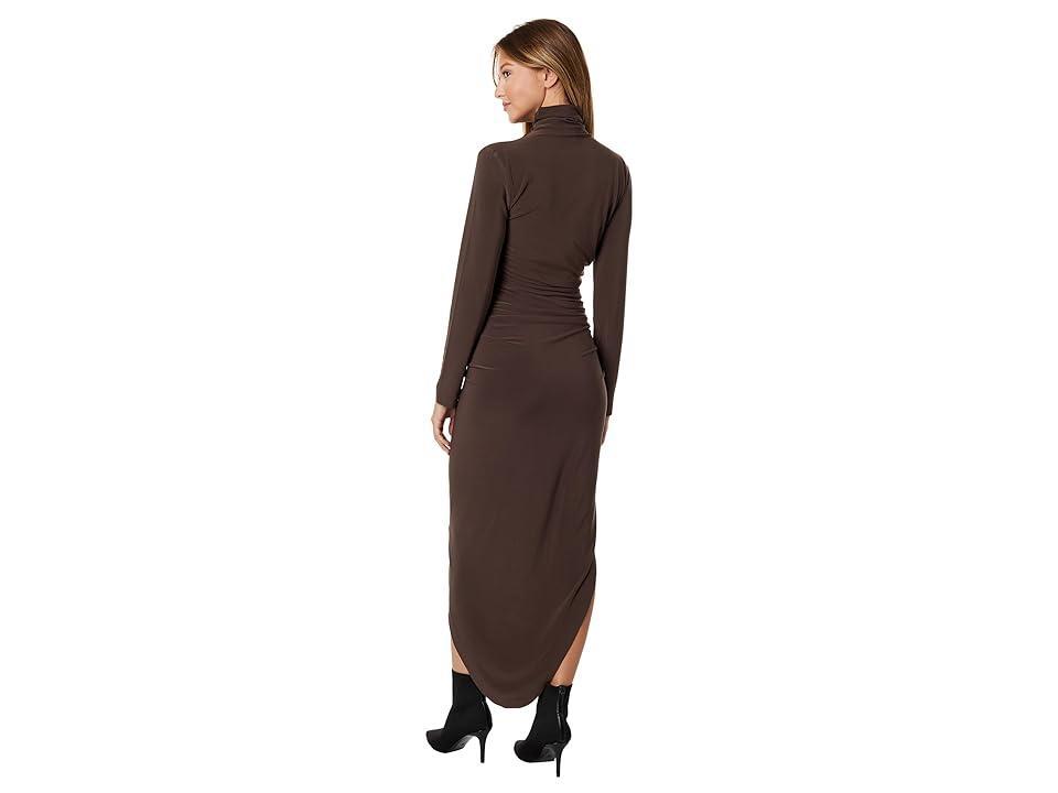 Womens Long-Sleeve Turtleneck Side-Drape Midi Dress Product Image