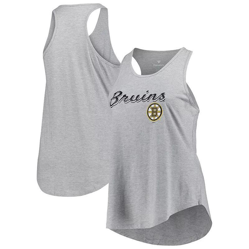 Womens Fanatics Branded Heather Gray Boston Bruins Plus Size Racerback Tank Top Product Image