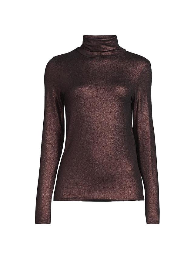 Womens Soft Touch Metallic Turtleneck Sweater Product Image