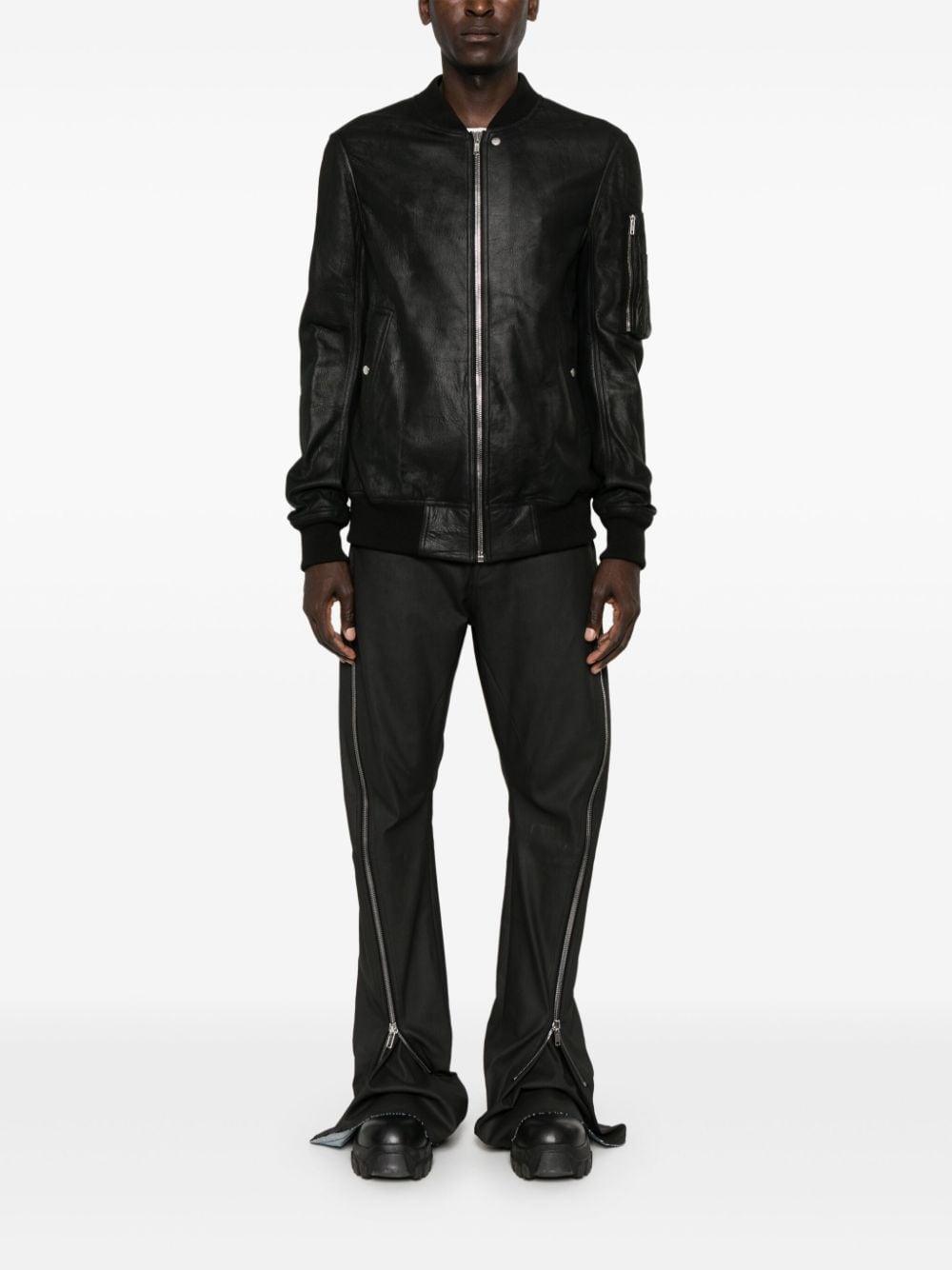 RICK OWENS Leather Bomber Jacket In Black Product Image