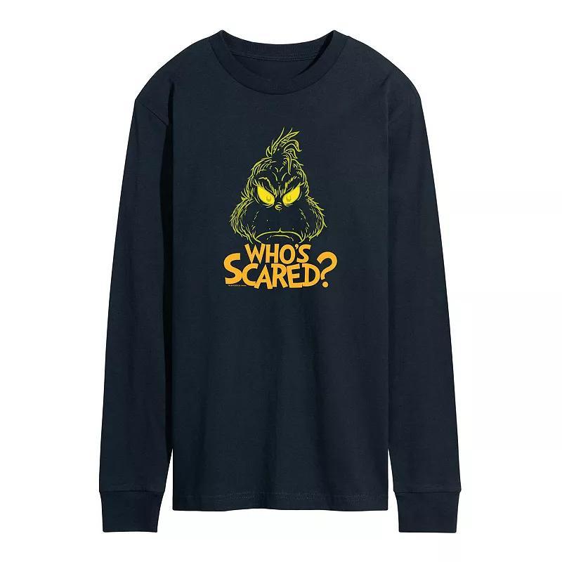 Mens Dr. Seuss Grinch Whos Scared Long Sleeve Graphic Tee Blue Product Image