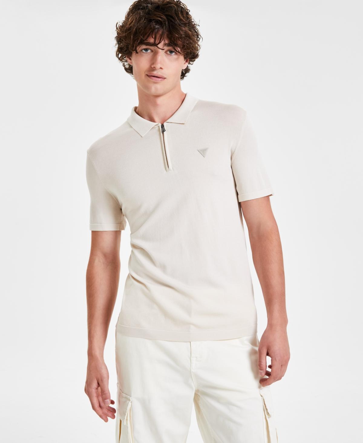 Guess Mens Dane Solid Quarter-Zip Tech Polo Shirt Product Image