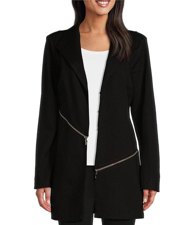 Slim Factor by Investments Ponte Long Sleeve Asymmetrical Zipper Jacket Product Image